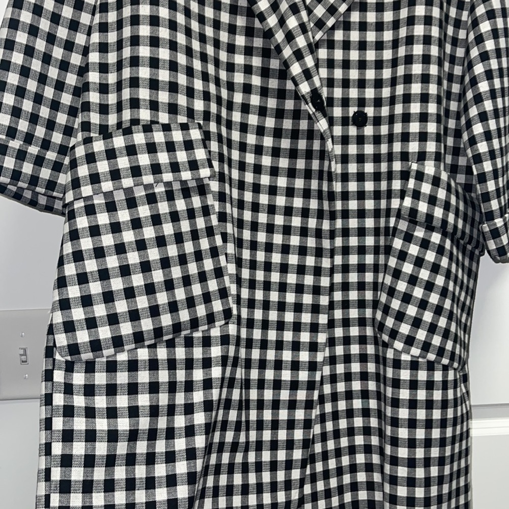 Zara Black and White Gingham Trench Coat - Picture 4 of 5